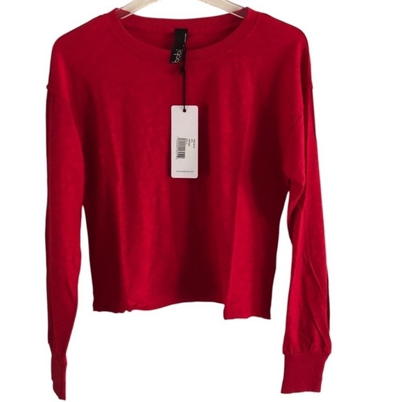 Bobi Top Long Sleeve Cropped Boxy Fit Red NWT Size XS - Picture 8 of 8